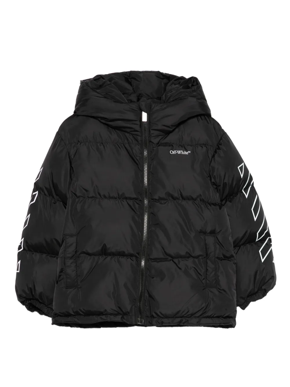 Off-White Kids プリント パデッドジャケット - ブラック Off-White Kids プリント パデッドジャケット - ブラック