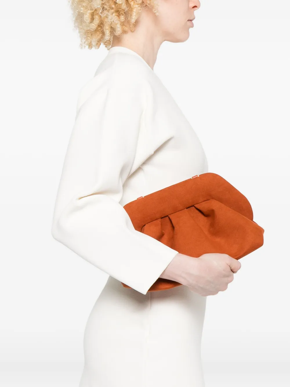 Themoirè Pleated-panel Satchel In Orange