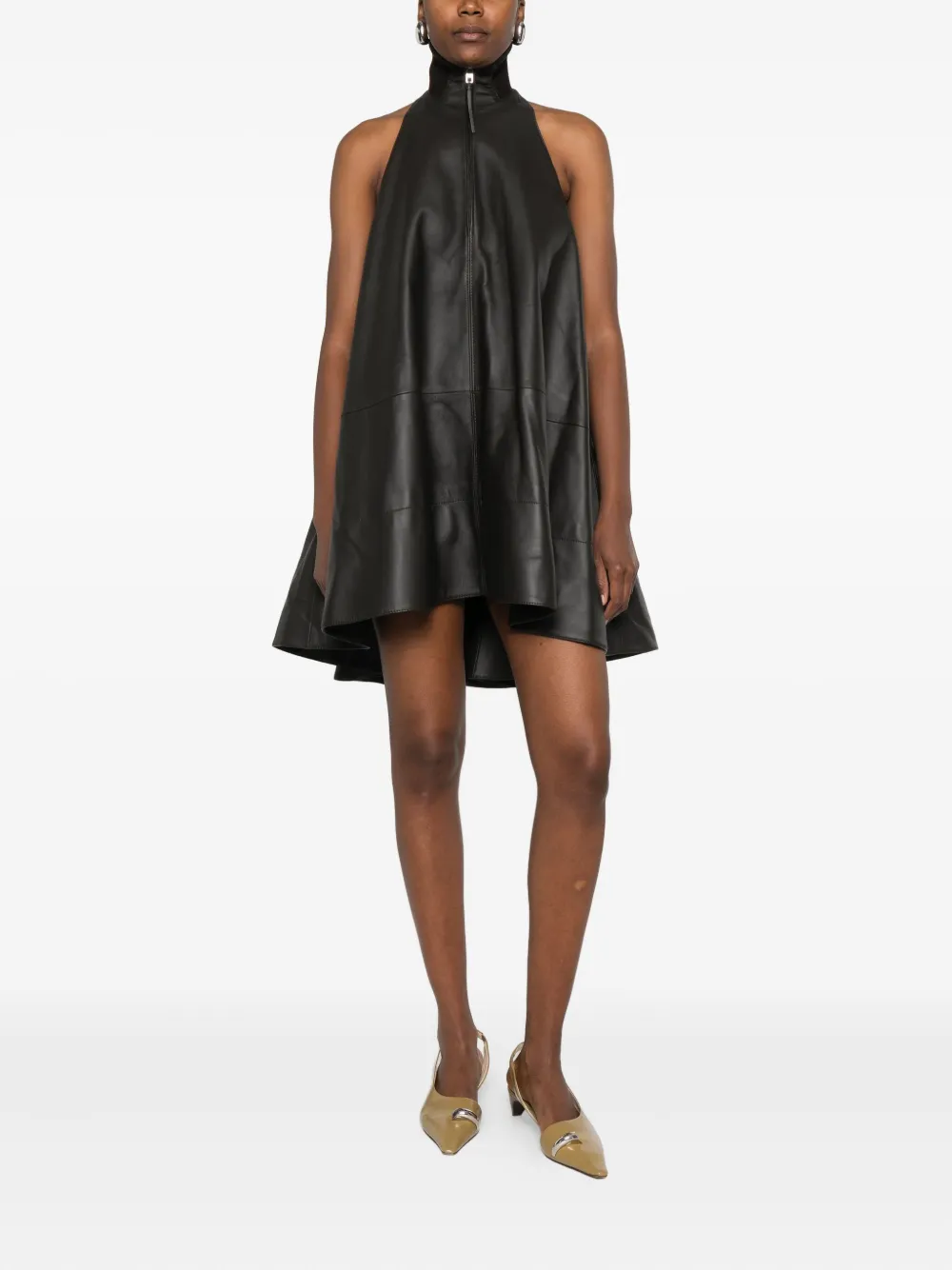 Jacquemus Panelled Zip-up Dress In Black