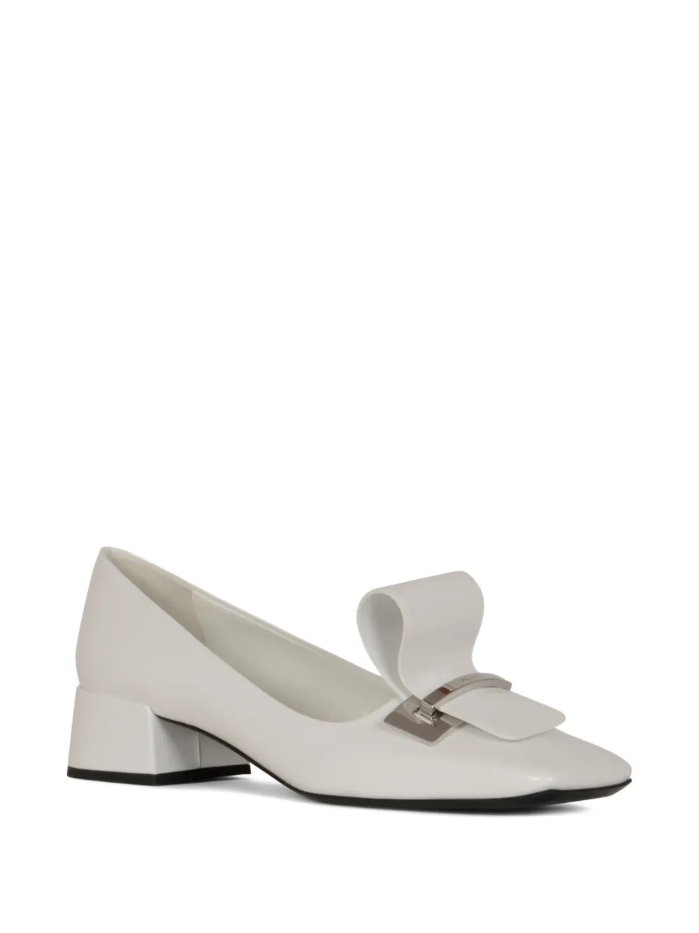 Prada Leren pumps met 40mm blokhak Wit