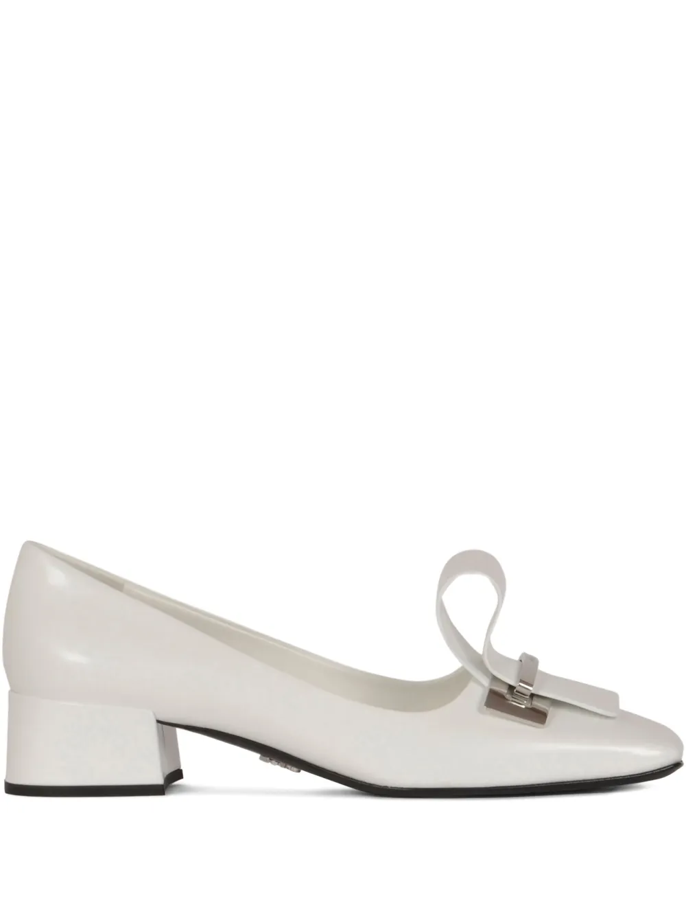 Prada Leren pumps met 40mm blokhak Wit