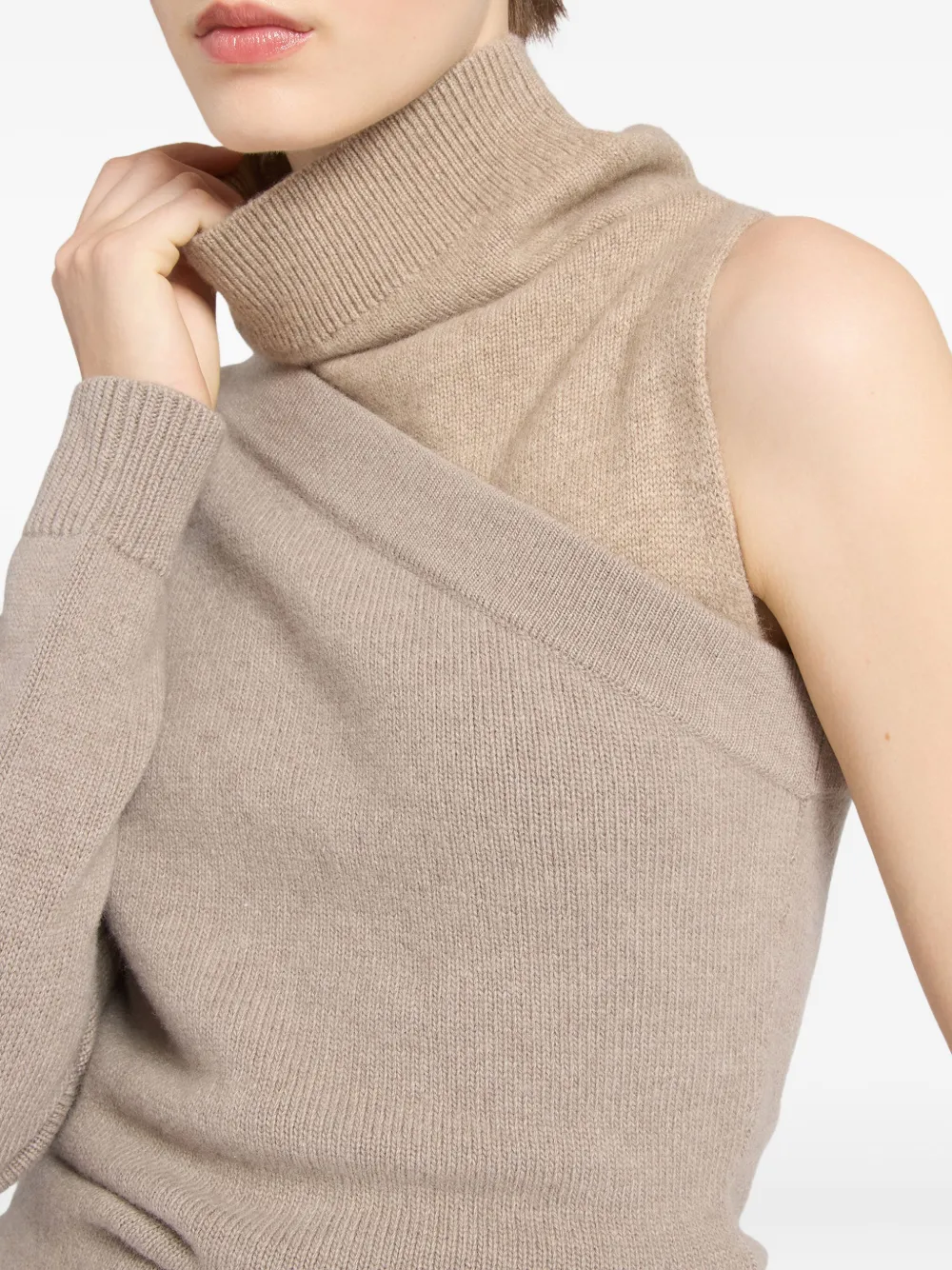 Ports 1961 Asymmetrische midi-jurk met col Beige