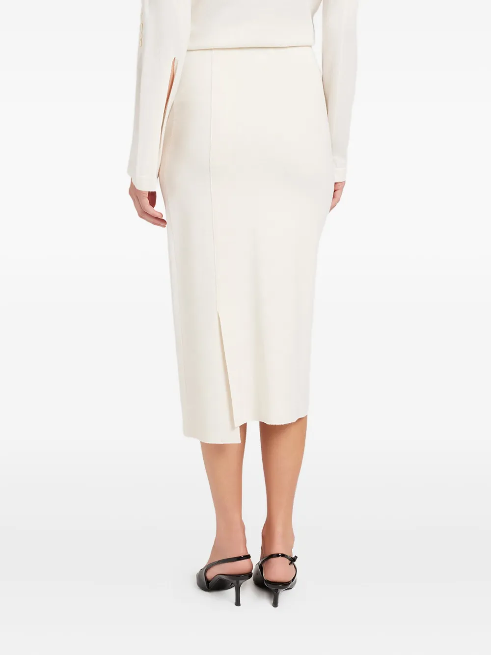 Ports 1961 Button-embellished Midi Skirt In White
