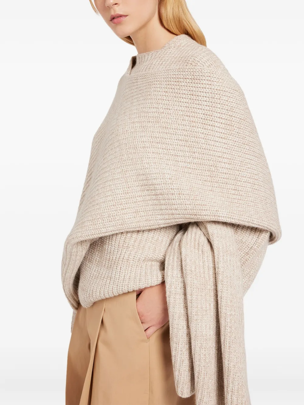 Ports 1961 Asymmetrical Wrap Sweater In Neutral