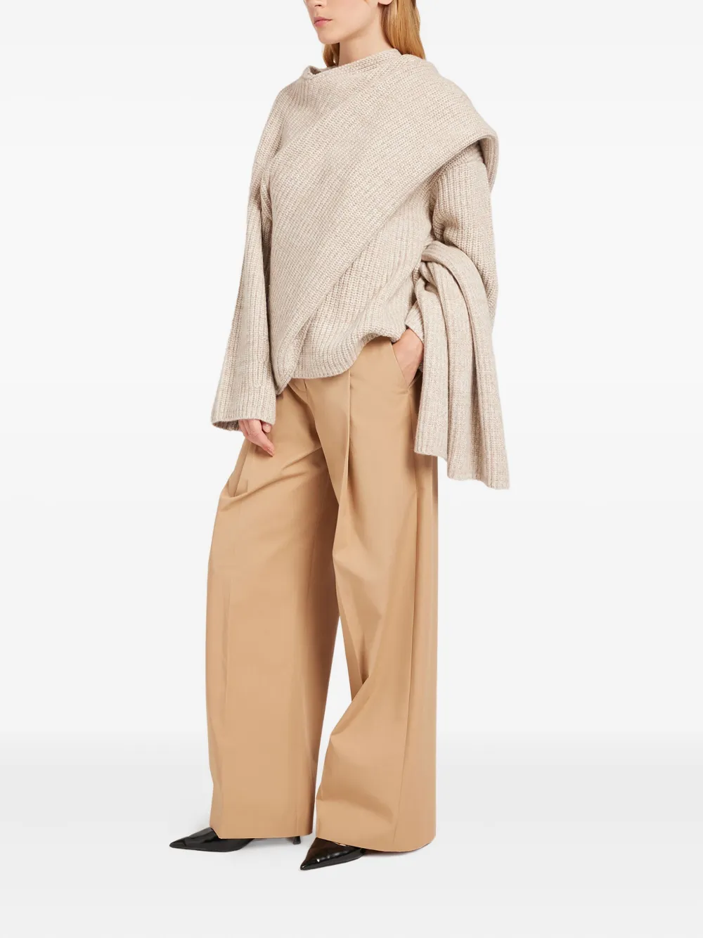 Ports 1961 Asymmetrical Wrap Sweater In Neutral