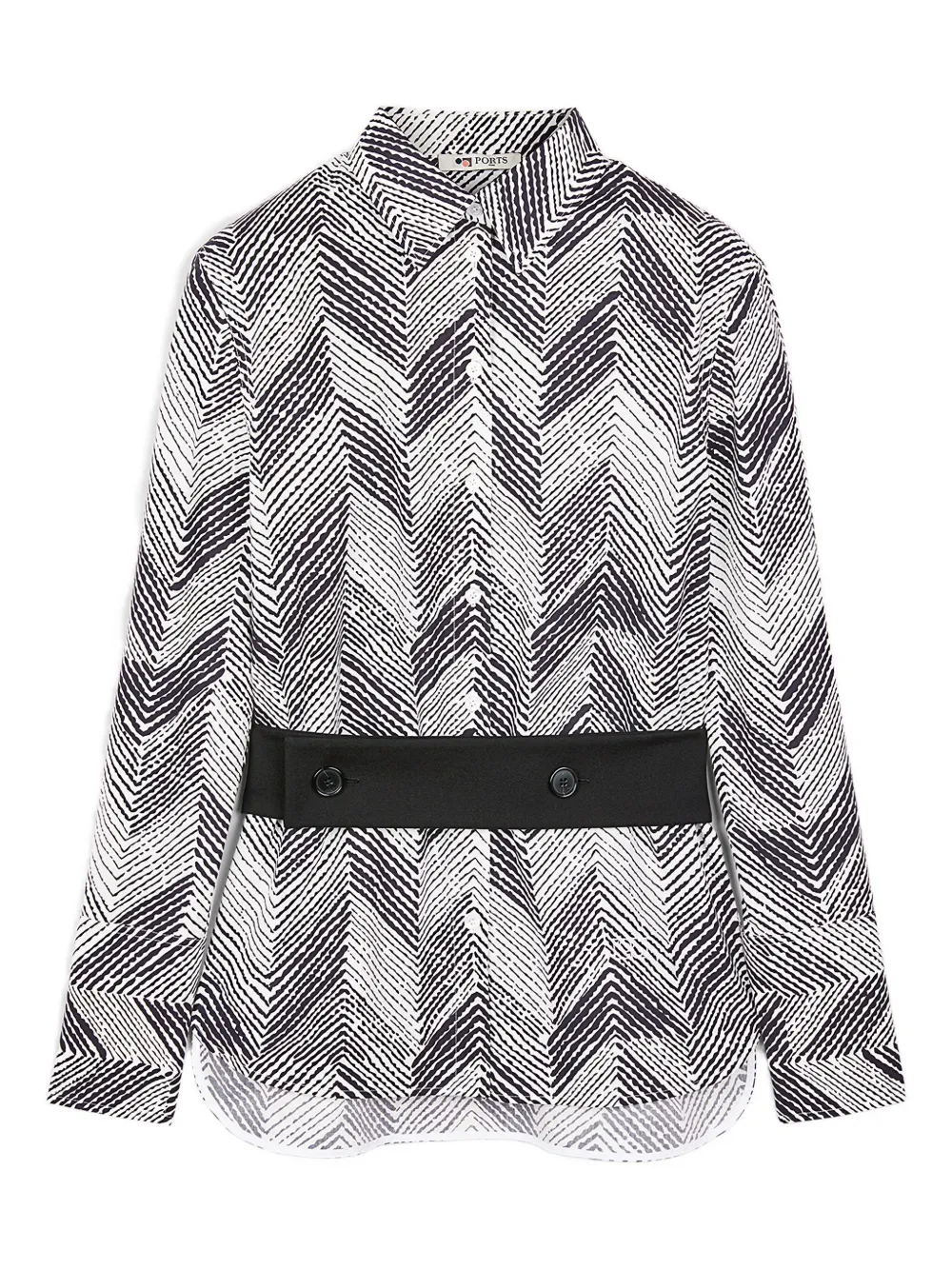 Ports 1961 chevron-patterned belted shirt | Black | Image 1