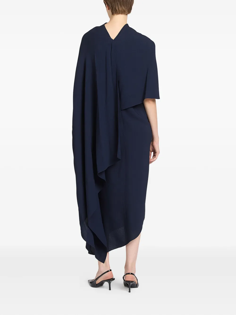 Ports 1961 Midi-jurk met gedrapeerde cape Blauw