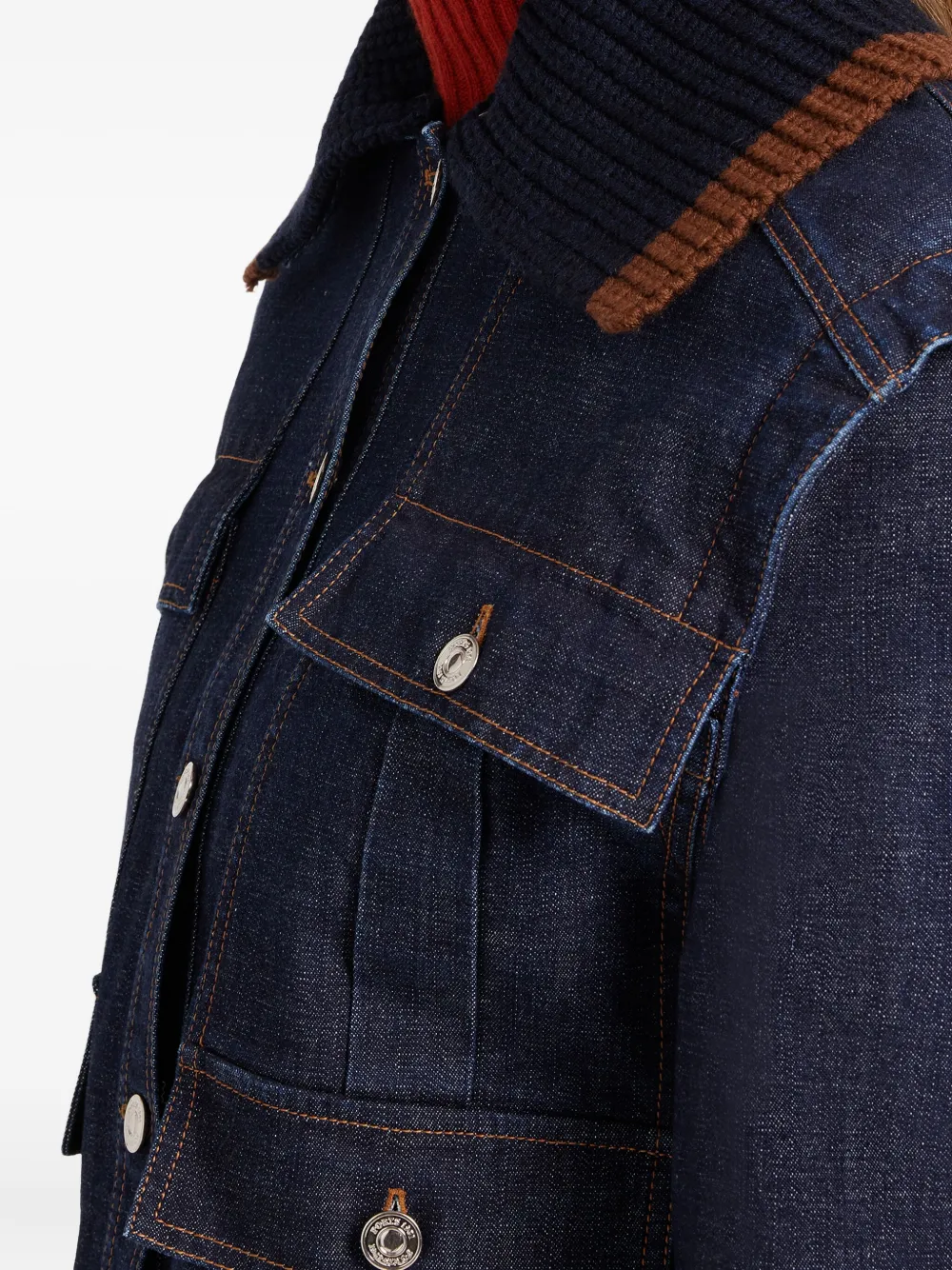 Ports 1961 Denim jack met gebreide kraag Blauw