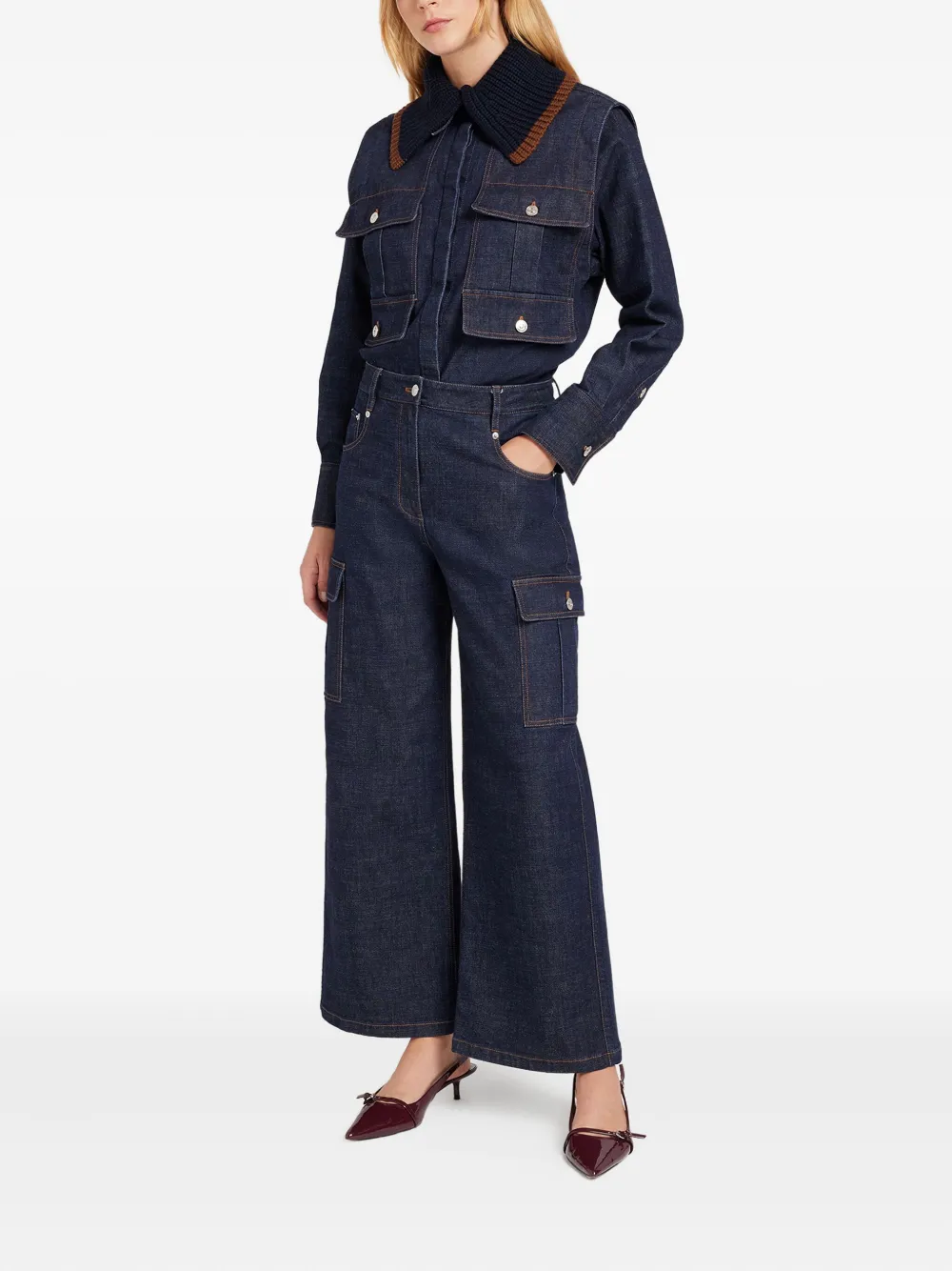 Ports 1961 knitted-collar denim jacket | Denim Jackets | Image 2