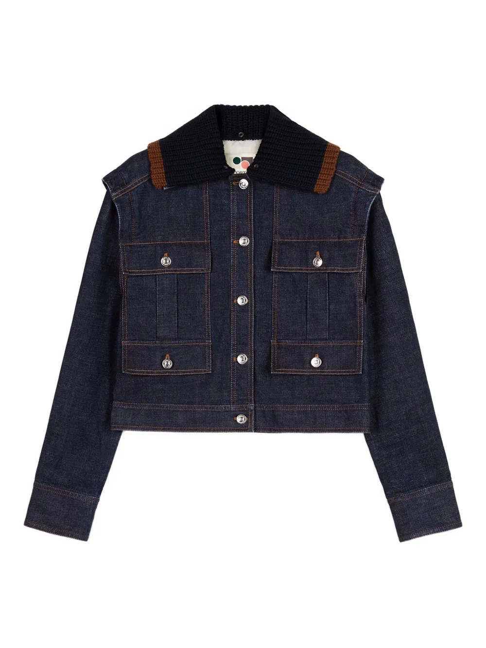 Ports 1961 knitted-collar denim jacket | Blue | Image 1