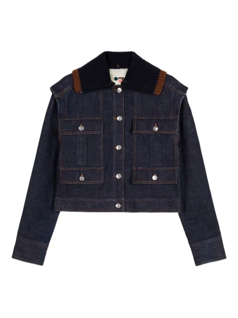Ports 1961 knitted-collar denim jacket