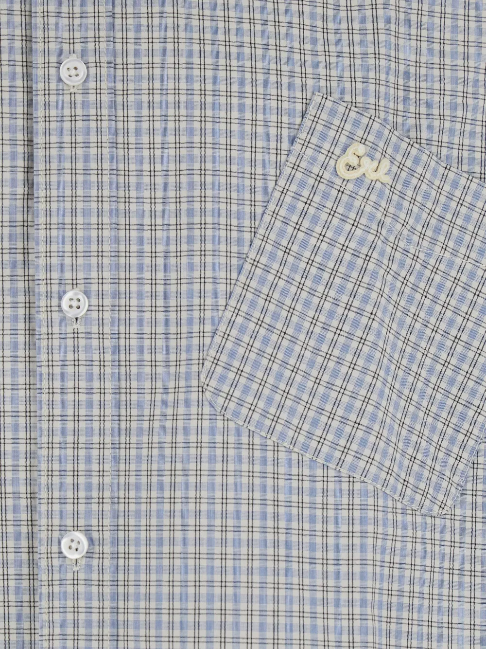 Erl Beige Shirt With Logo Embroidery On The Front And All-over Check Motif In Cotton Man In Gray