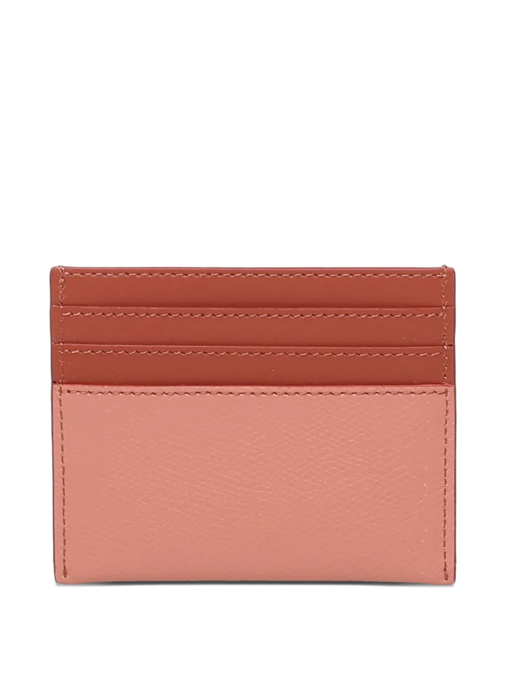 Fendi Pink And Sienna Brown Flat Leather Card Holder In Multi
