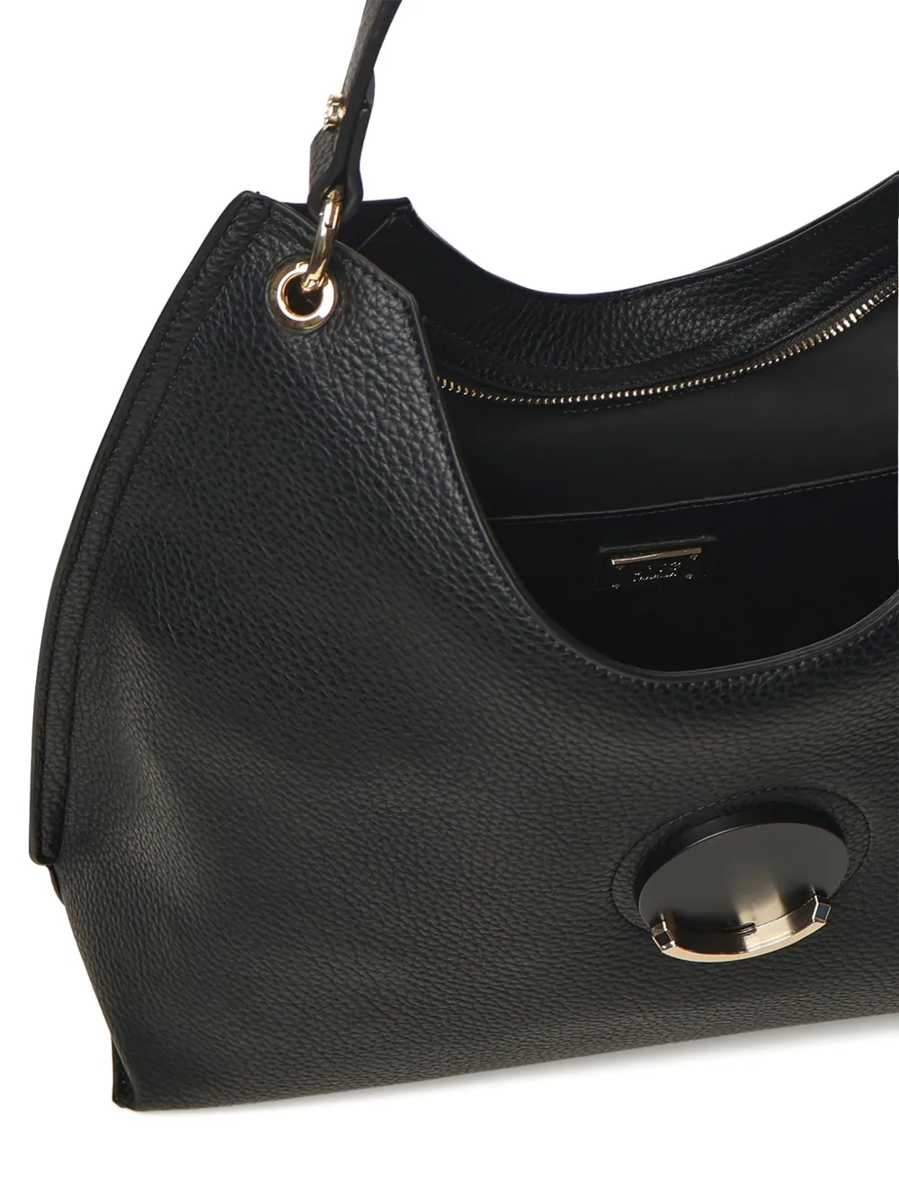 V73 Federica Circular-plaque Shoulder Bag In Black