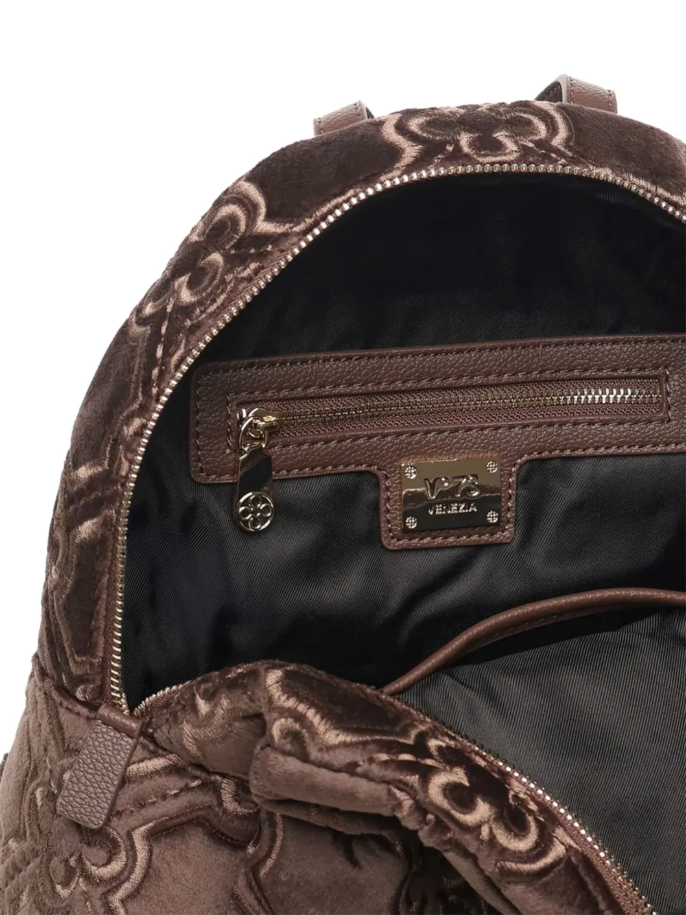 V73 Quilted Floral Backpack In Brown