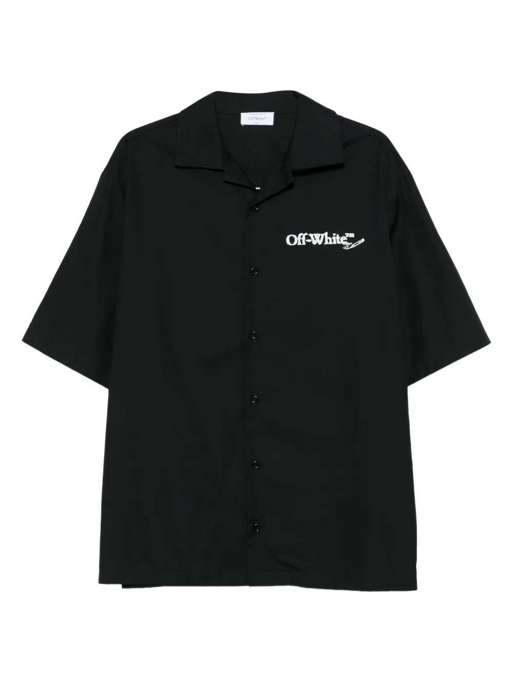 Off-White logo-embroidered short-sleeve shirt | Black | Image 1