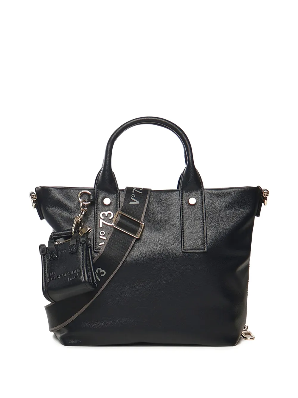 V73 Matilda Detachable-charm Tote Bag In Black