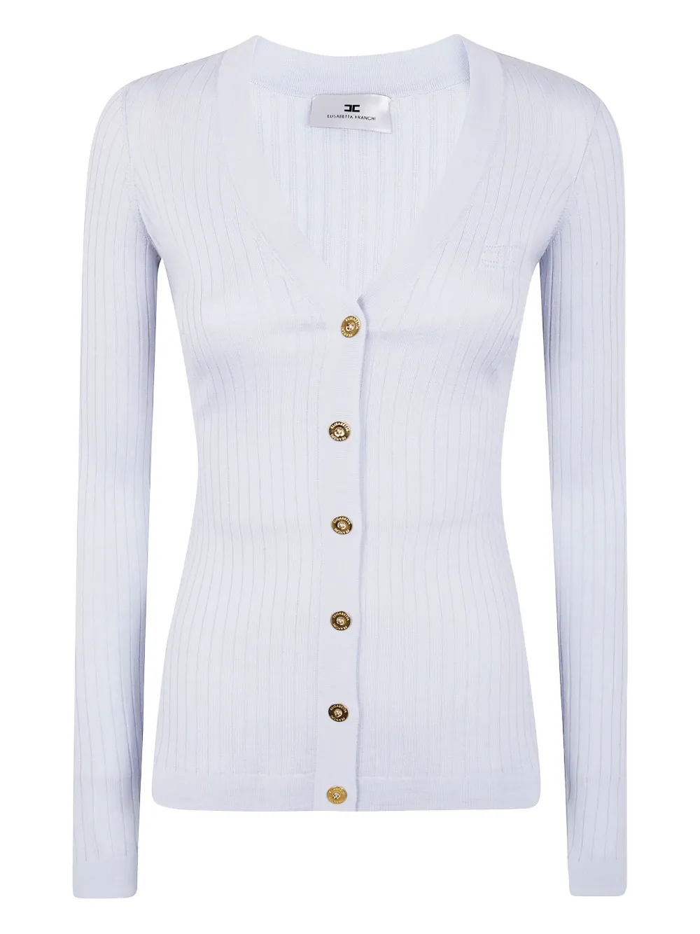 Elisabetta Franchi Ribbed Button Cardigan In Animal Print