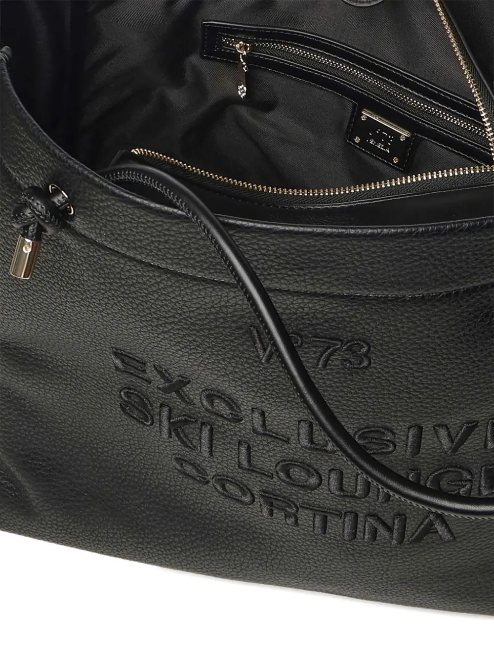 V73 Cortina Embroidered-logo Shoulder Bag In Black