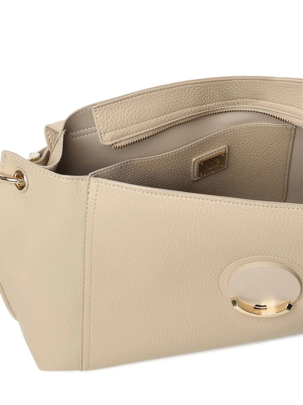 V73 Federica V Circular-plaque Shoulder Bag In Neutral