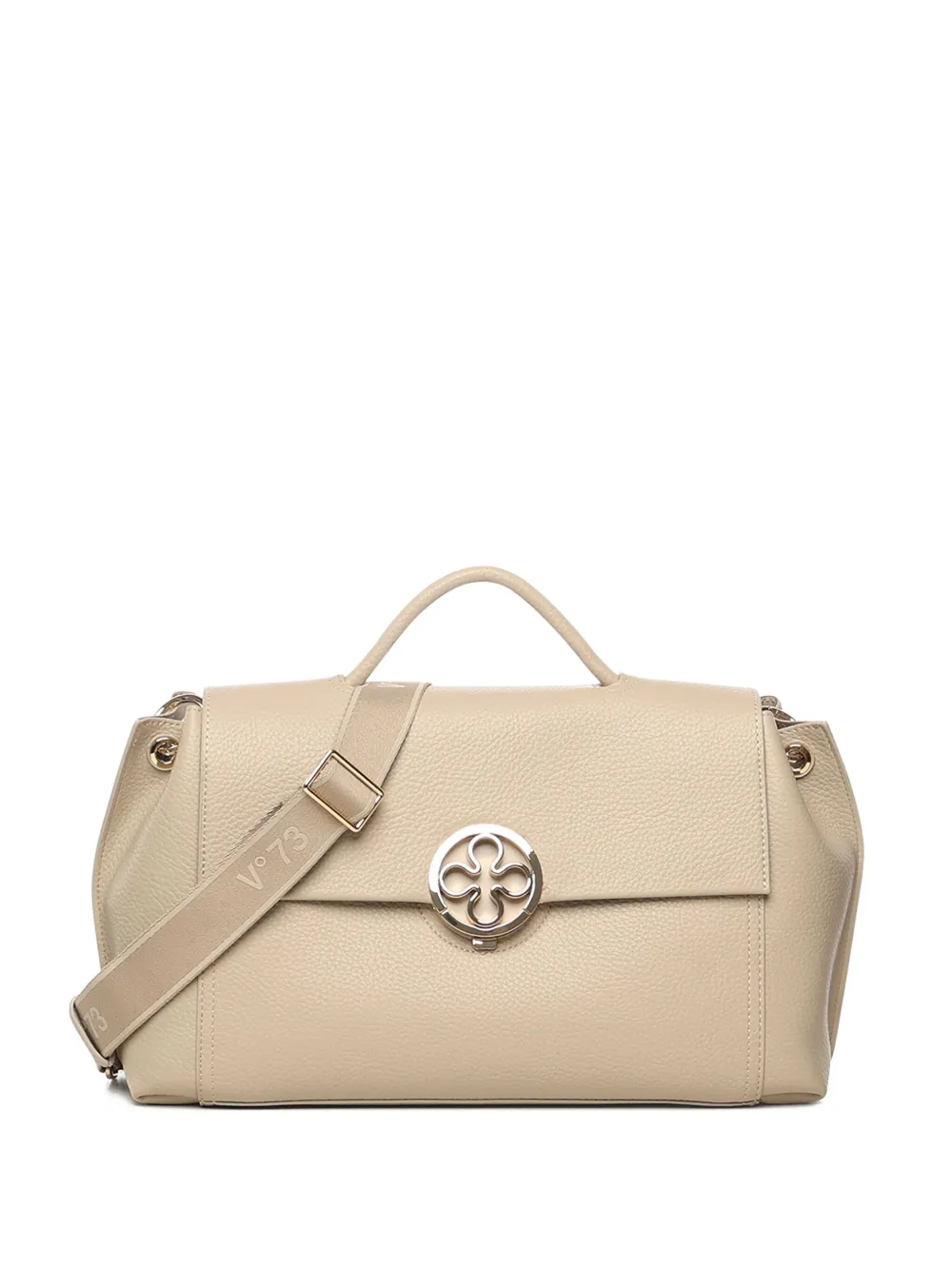 V73 Federica V Circular-plaque Shoulder Bag In Neutral