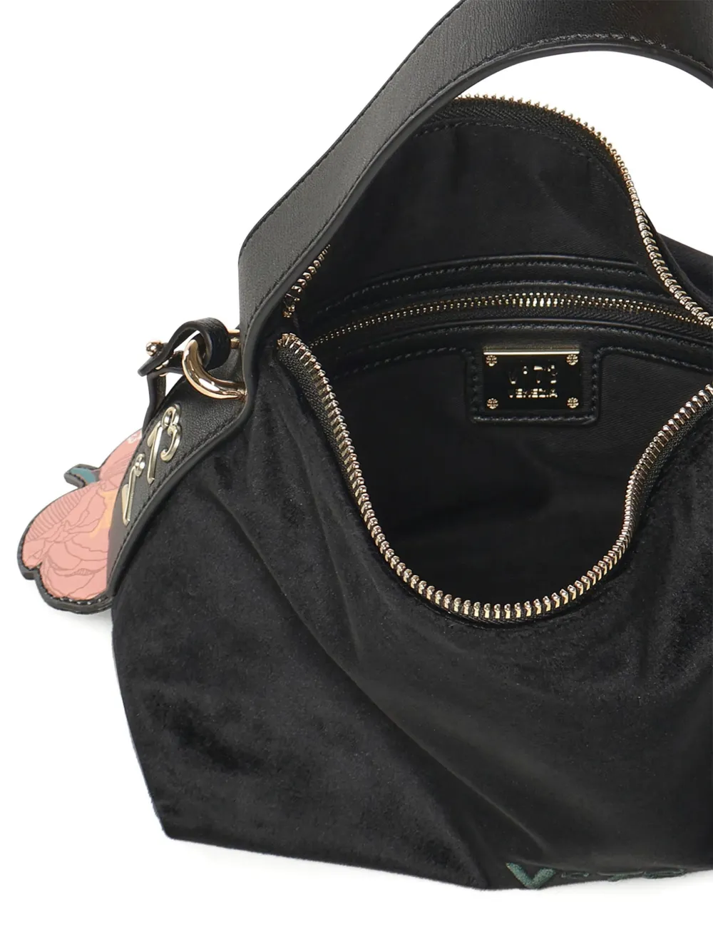 V73 Isabella Flower-detail Shoulder Bag In Black