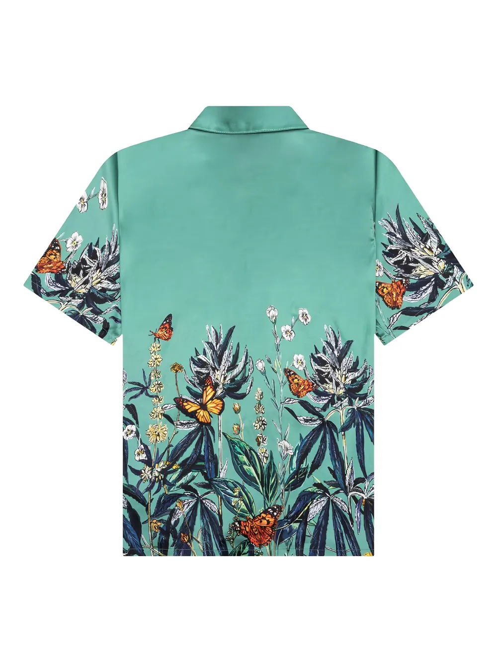 Nahmias Overhemd met botanische vlinders - Blauw