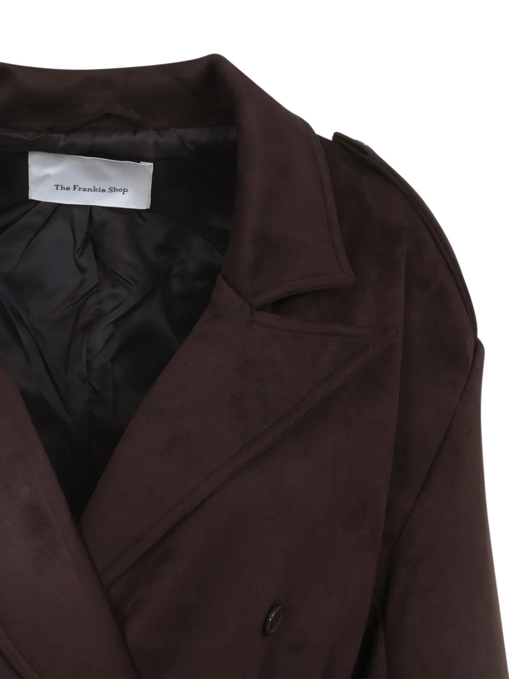 The Frankie Shop Pembroke Faux Suede Trench Coat In Brown