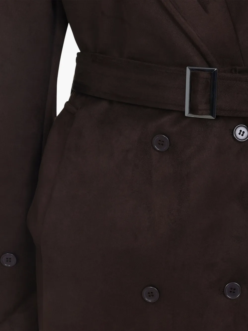 The Frankie Shop Pembroke Faux Suede Trench Coat In Brown