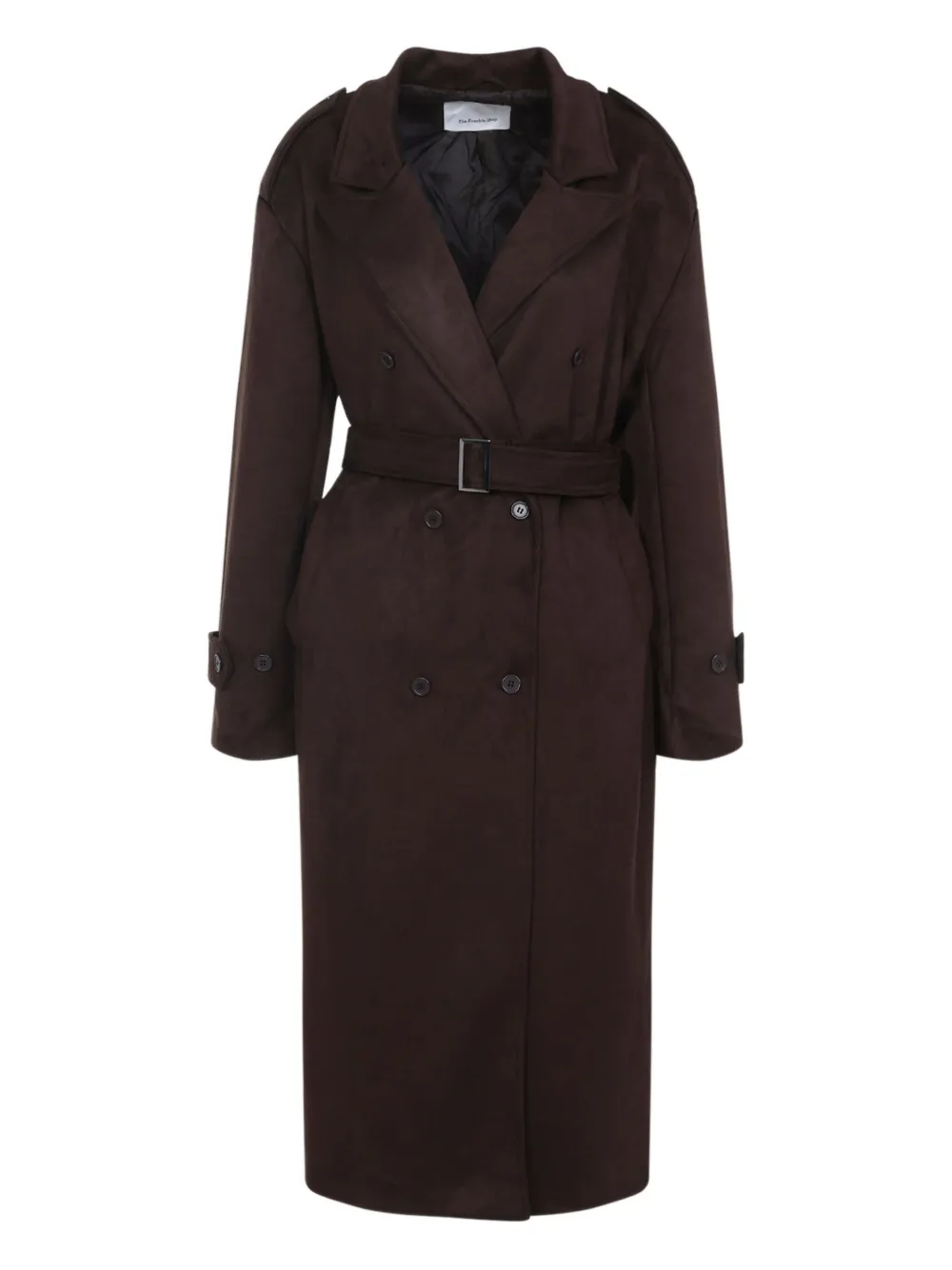 The Frankie Shop Pembroke Faux Suede Trench Coat In Brown