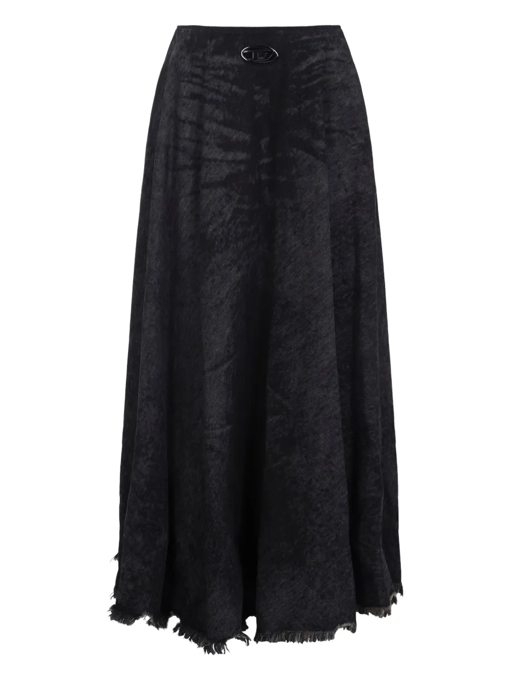 Diesel Frayed-hem A-line Skirt In Black