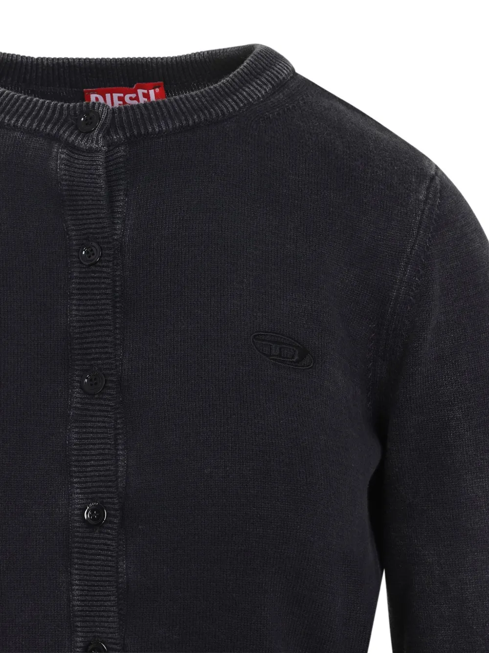 Diesel Button-fastening Logo-embroidered Cardigan In Black