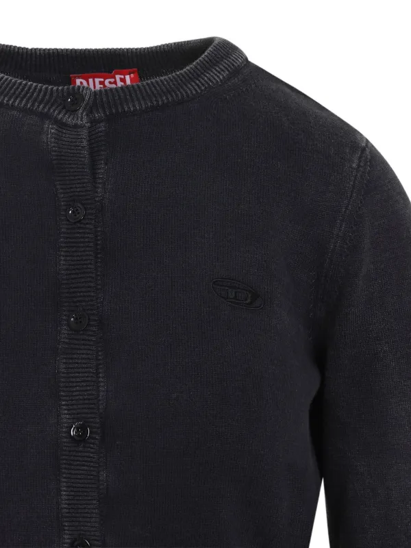 DIESEL 予備ボタン付き グレン期名作ロゴ付きニットカーディガン Diesel ボタン カーディガン | ブラック | FARFETCH JP