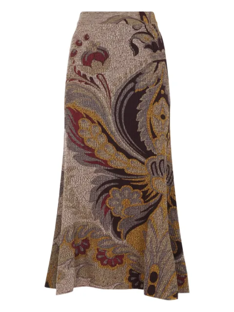 ETRO paisley-print ribbed-knit skirt
