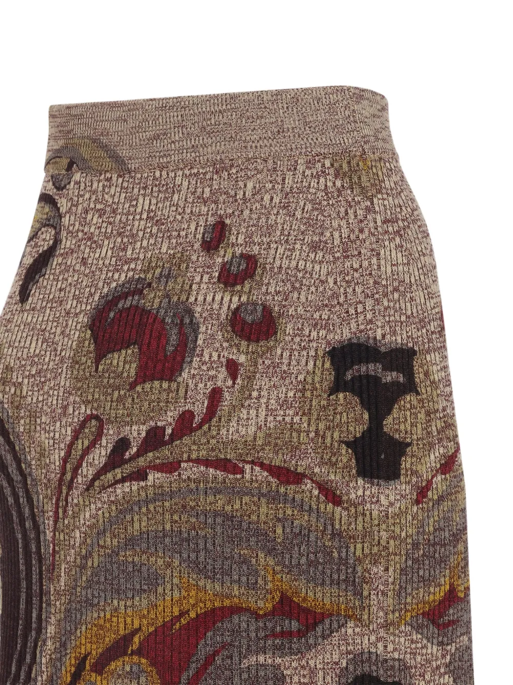 Etro Floral-print Ribbed Midi Skirt In Multi