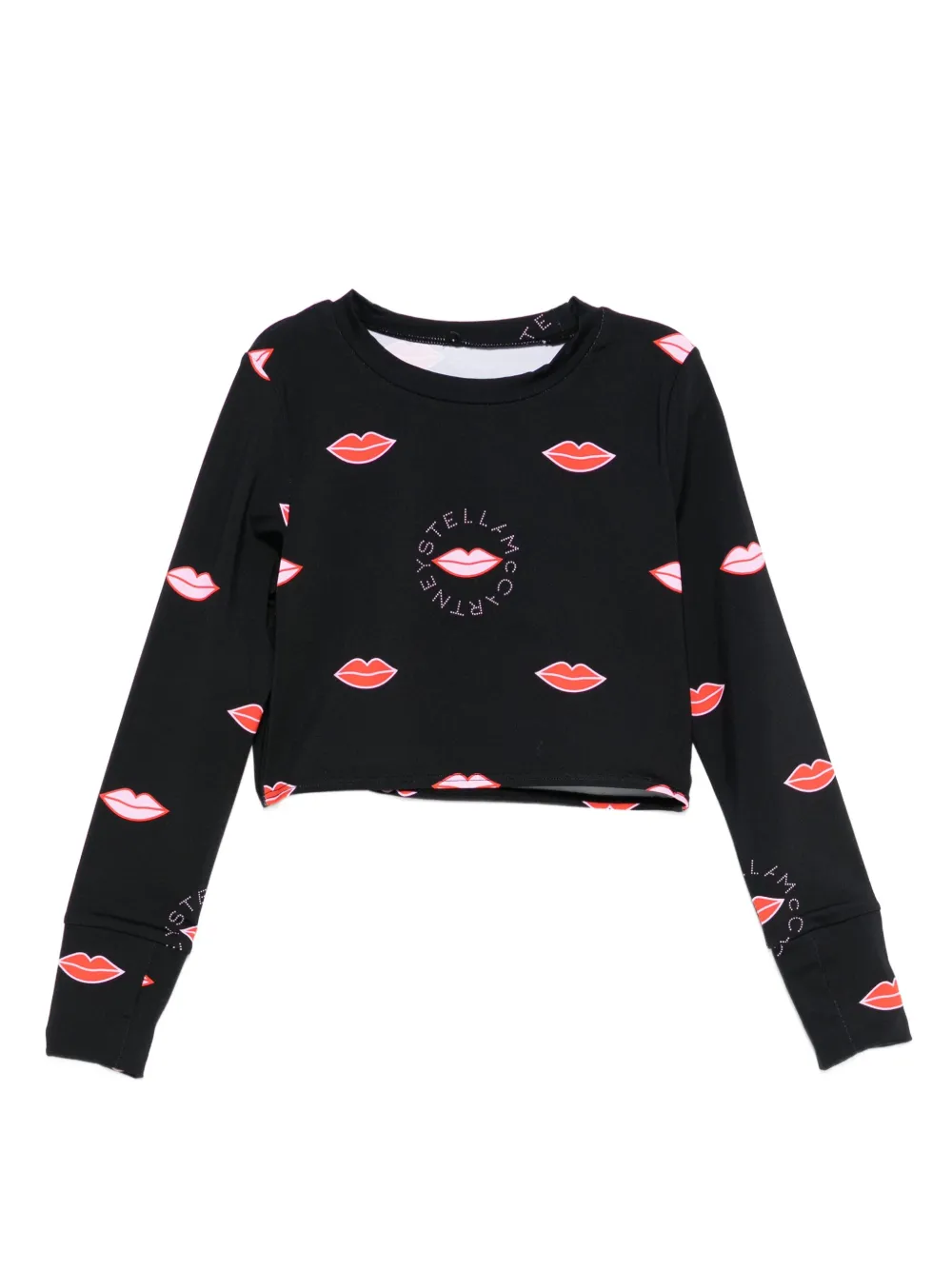 Stella McCartney Kids lip-print long-sleeve T-shirt | Black | Image 1