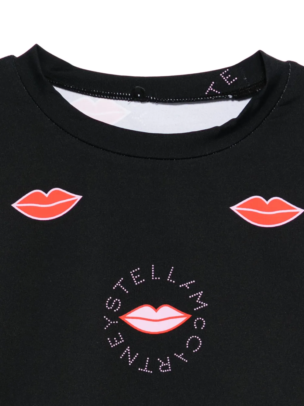 Stella McCartney Kids T-shirt met lange mouwen en lipprint Zwart