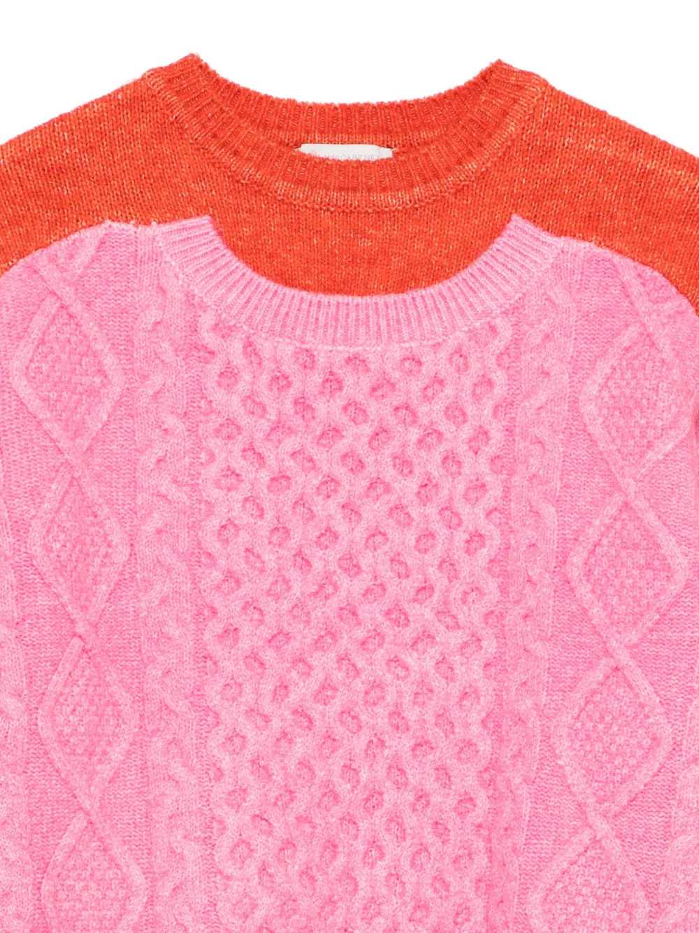 Stella McCartney Kids Kabelgebreide trui met colourblocking Roze