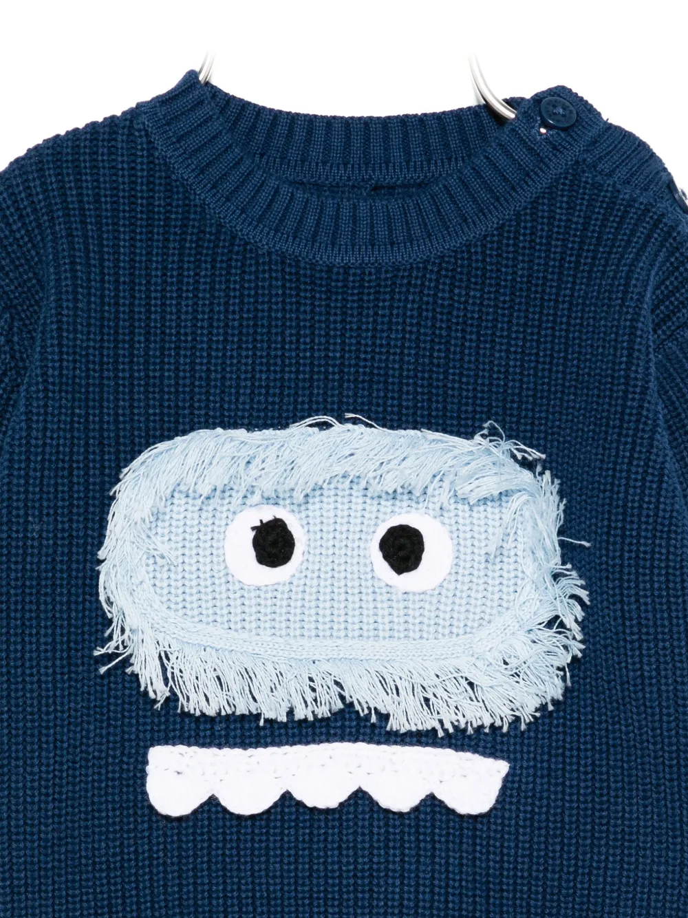 Stella Mccartney Monster-face Ribbed Sweater In Blue