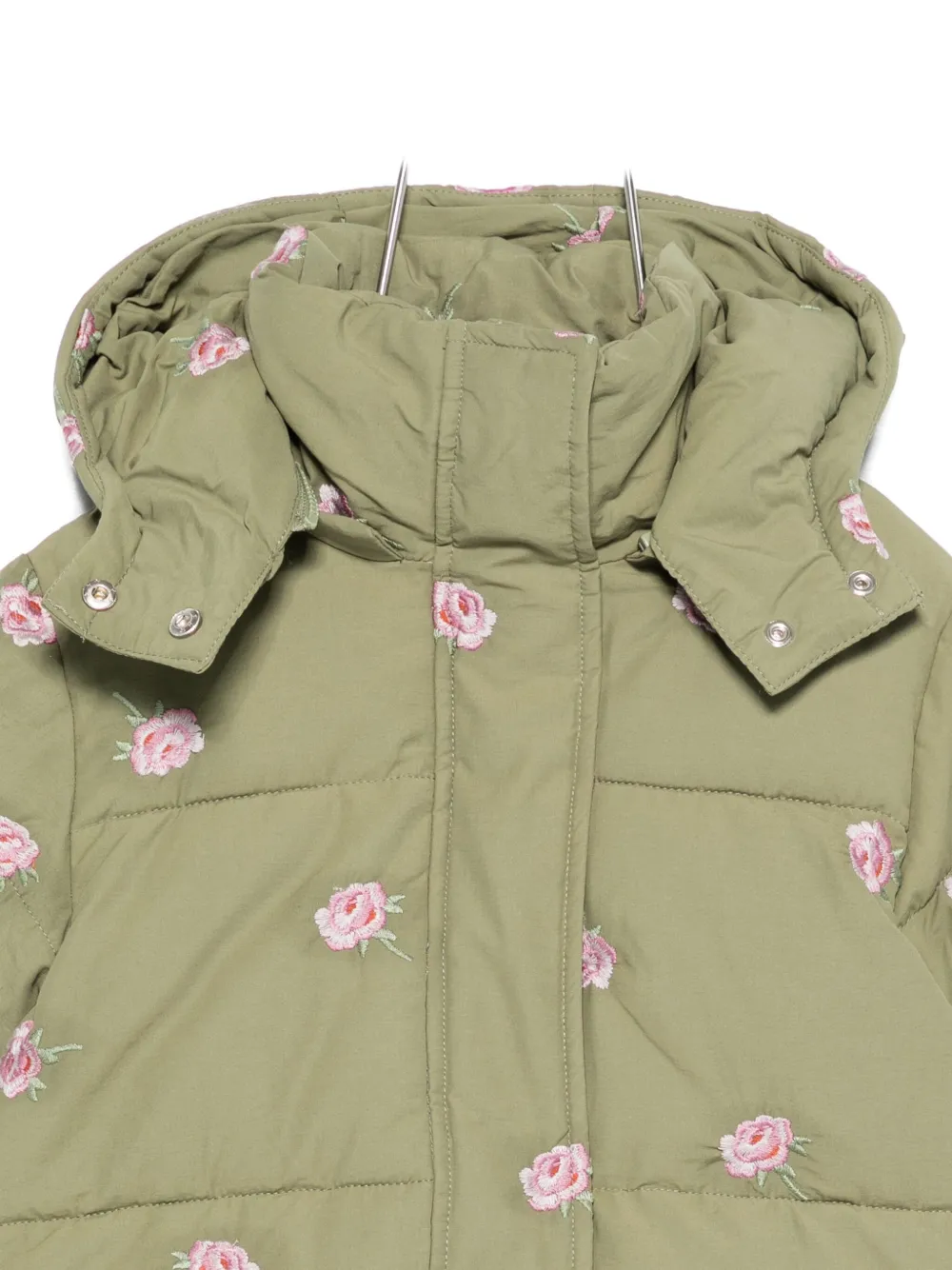 Stella Mccartney Embroidered Puffer Jacket In Green