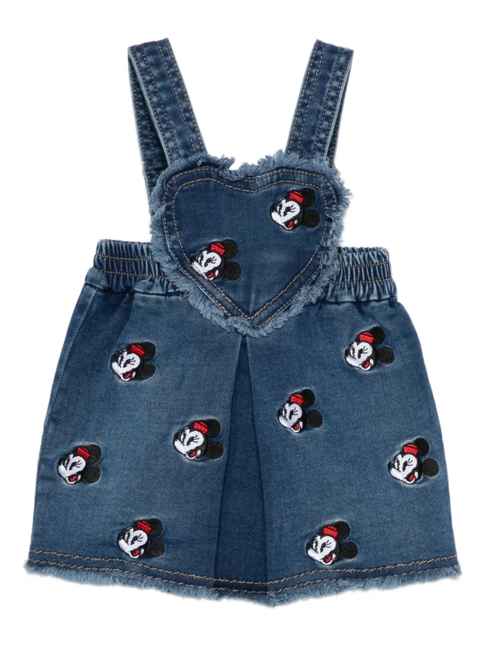 Monnalisa mickey-mouse heart-shaped denim romper | Blue | Image 1