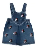 Monnalisa mickey-mouse heart-shaped denim romper - Blue