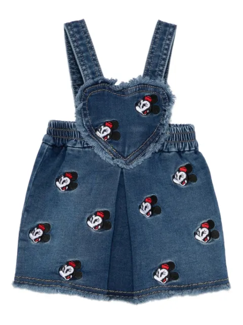 Monnalisa mickey-mouse heart-shaped denim romper