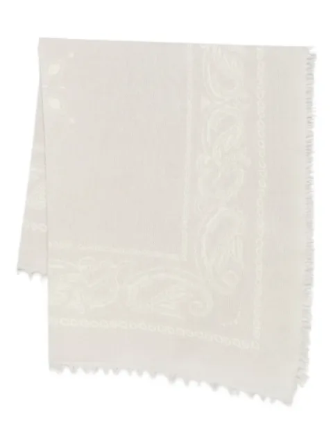 Liska paisley-border frayed scarf