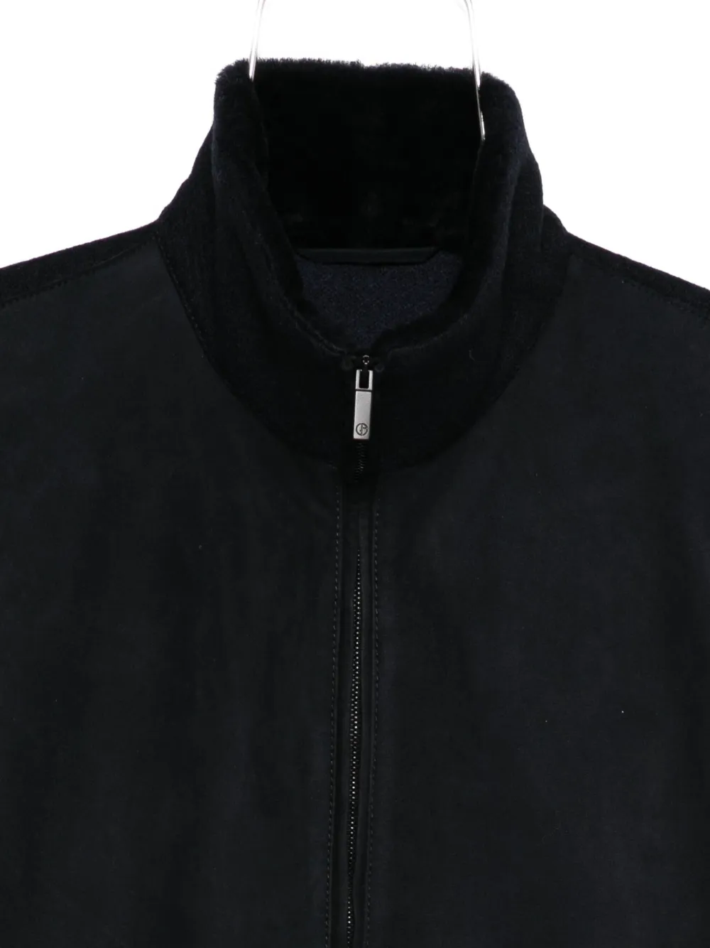Giorgio Armani High-neck Bluson Jacket With Shearling Details Clothing In Black