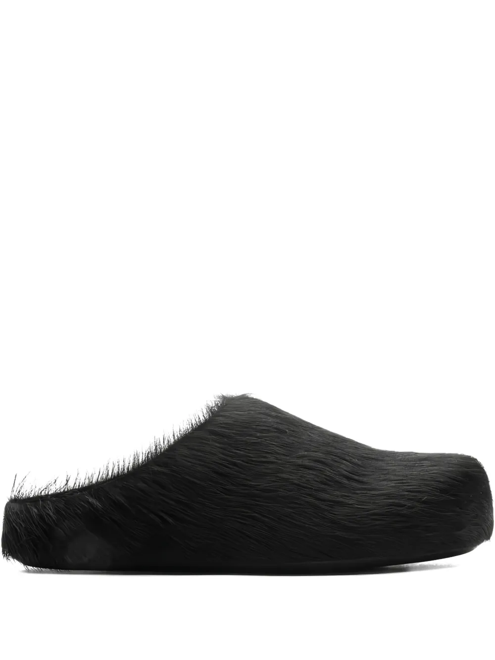 Marni Fussbett calf-hair leather slippers Black