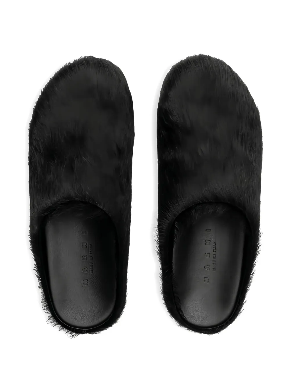 Marni Fussbett calf-hair leather slippers Black
