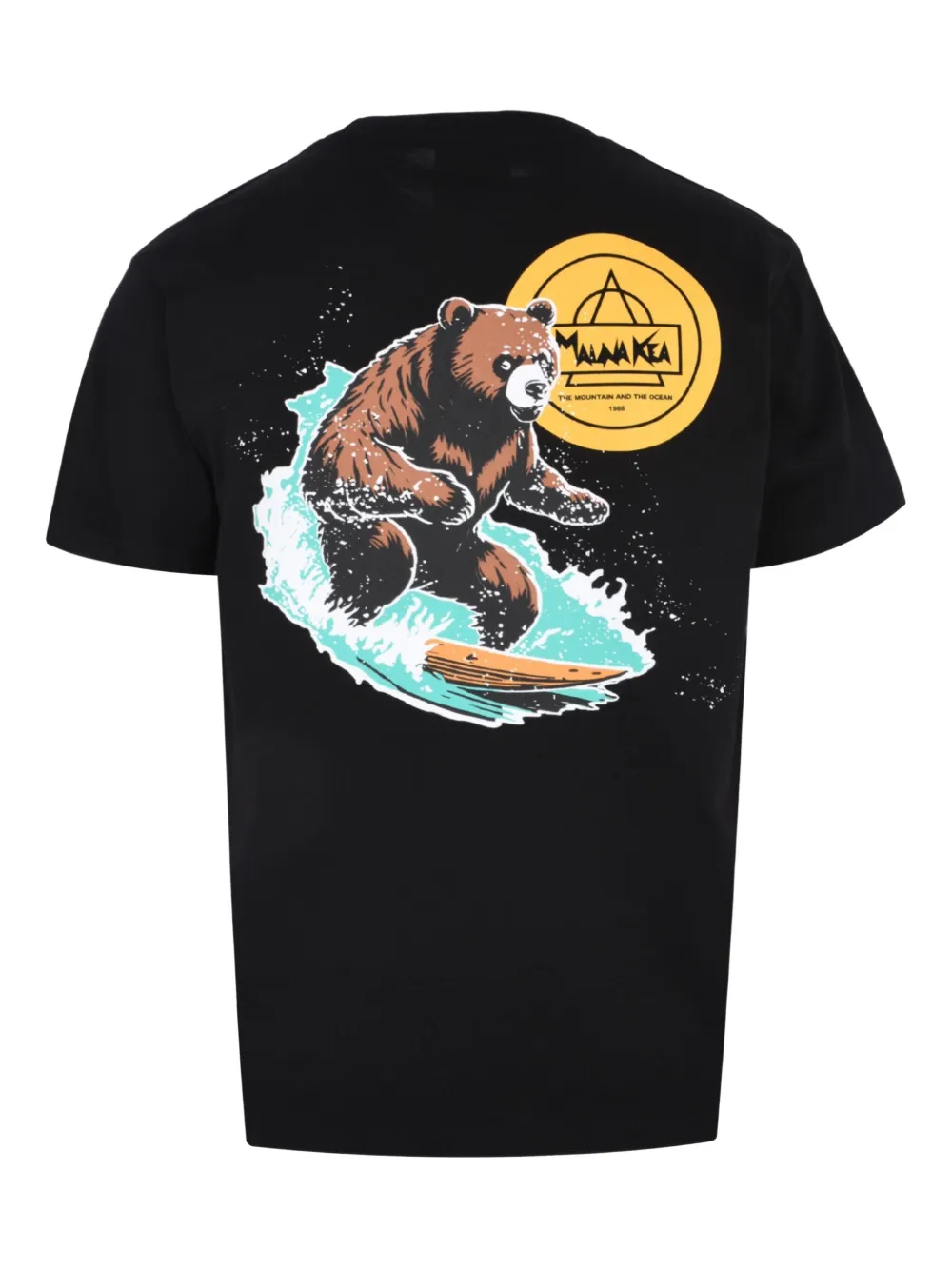 Mauna Kea surfing bear T-shirt - Zwart