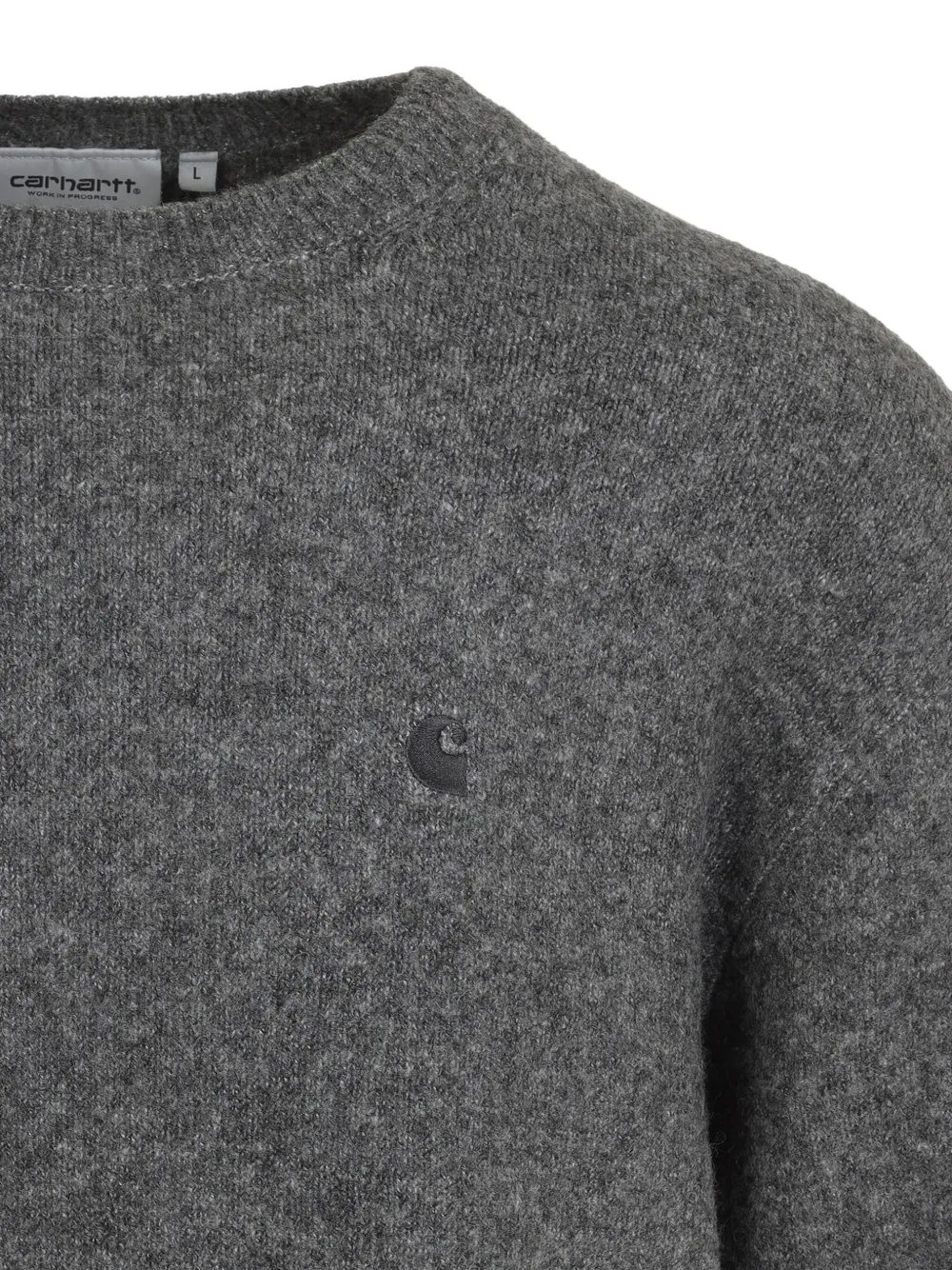 Carhartt Crew Neck Sweater With Ribbed Cuffs And Hem In Gray