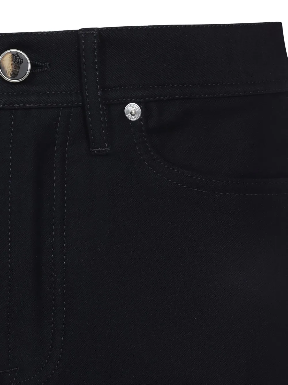Brioni Cotton Straight-leg Trousers In Black